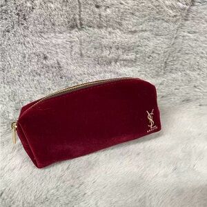 YSL Burgundy Velvet Mini Pouch